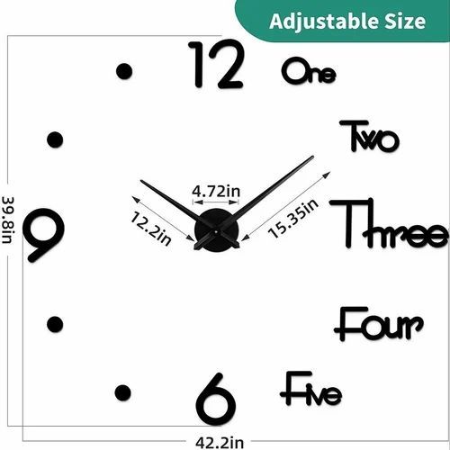 DIY 3D Wall Clock – Frameless Modern Acrylic Mirror Clock