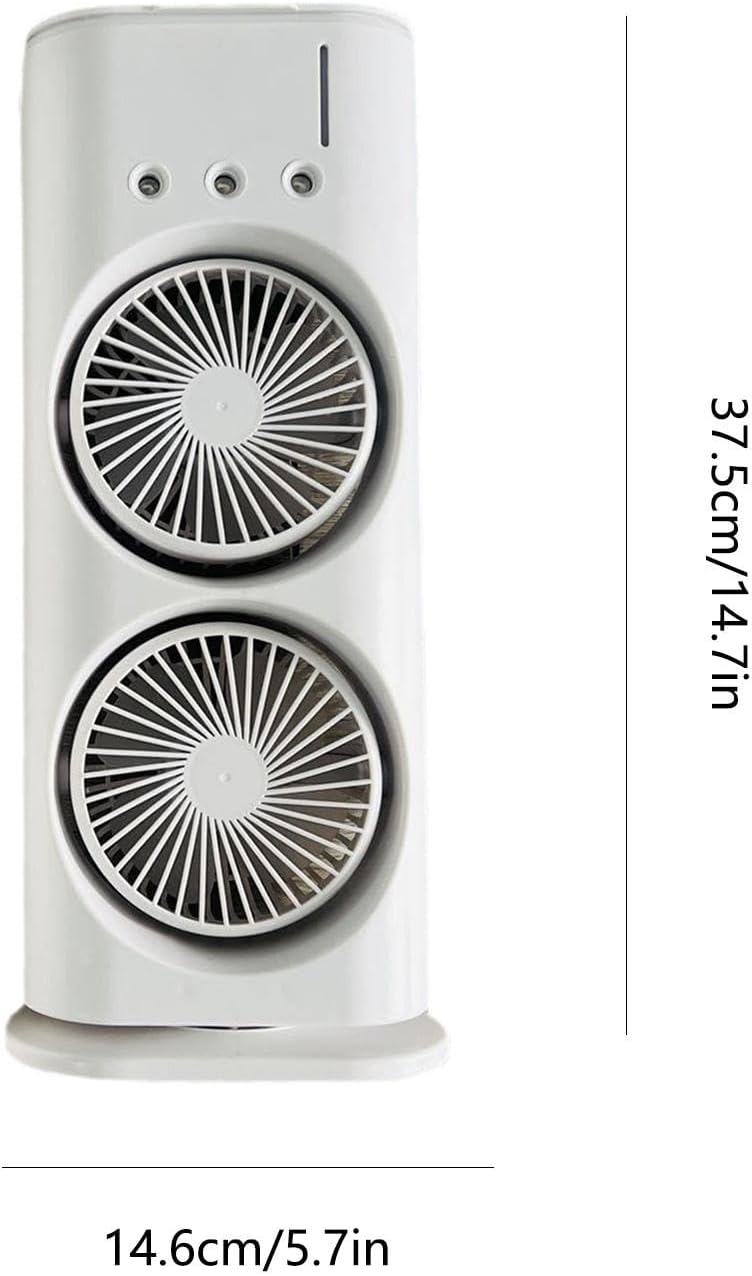 Double-Ended Spray Fan – 2-in-1 Portable Air Cooler & Humidifier with LED Light, USB Rechargeable, 3-Speed Cooling
