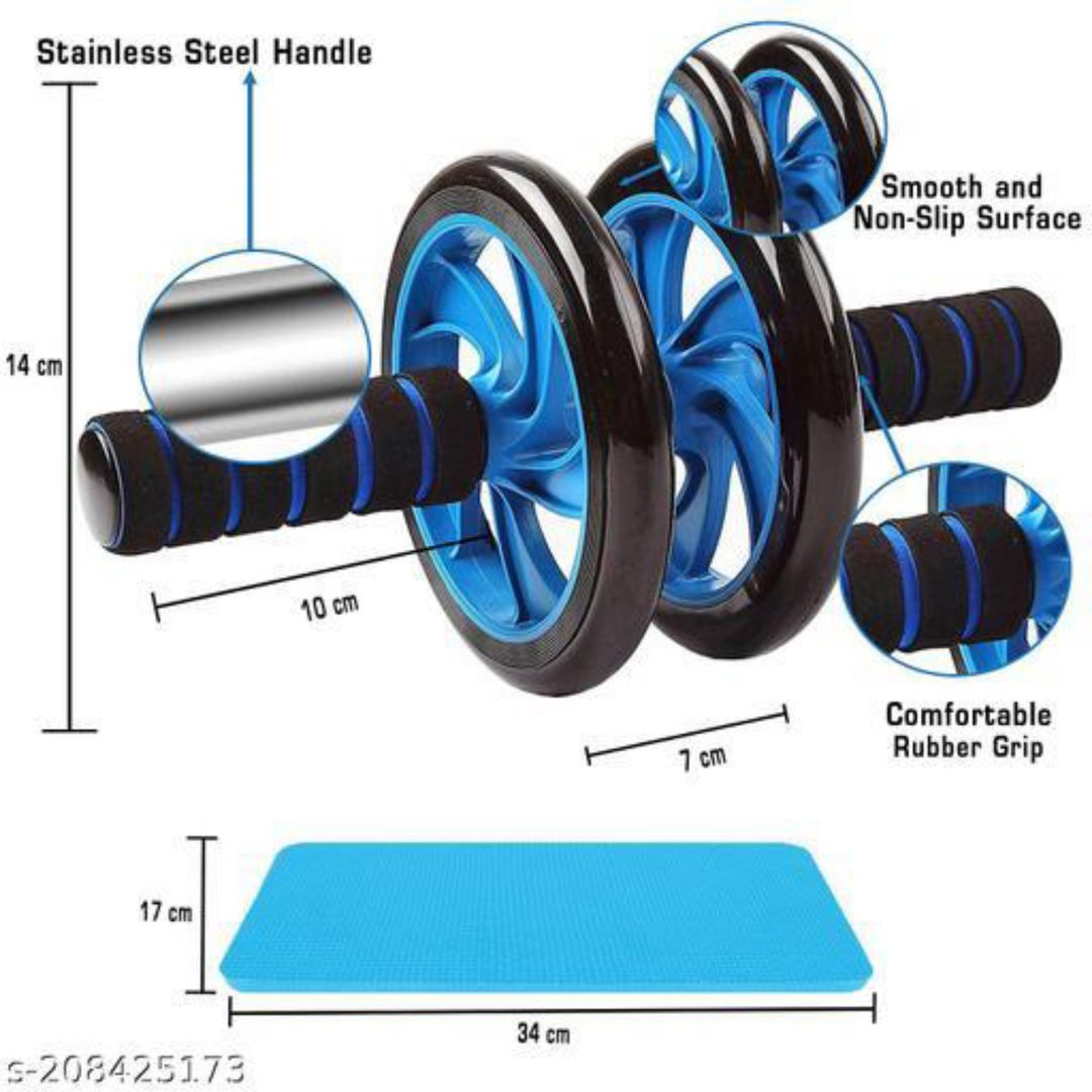 Double Wheels ABS Toner – Ab Roller with Dual Wheels, Ergonomic Grip, Core Strengthening, Home Gym Equipment