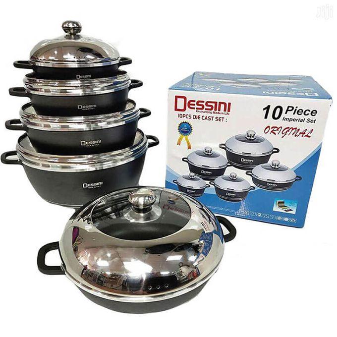 Dessini 10-Piece Nonstick Cooking Set – Premium Die-Cast Aluminum Cookware Made in Italy - LIFE STORES UGANDA