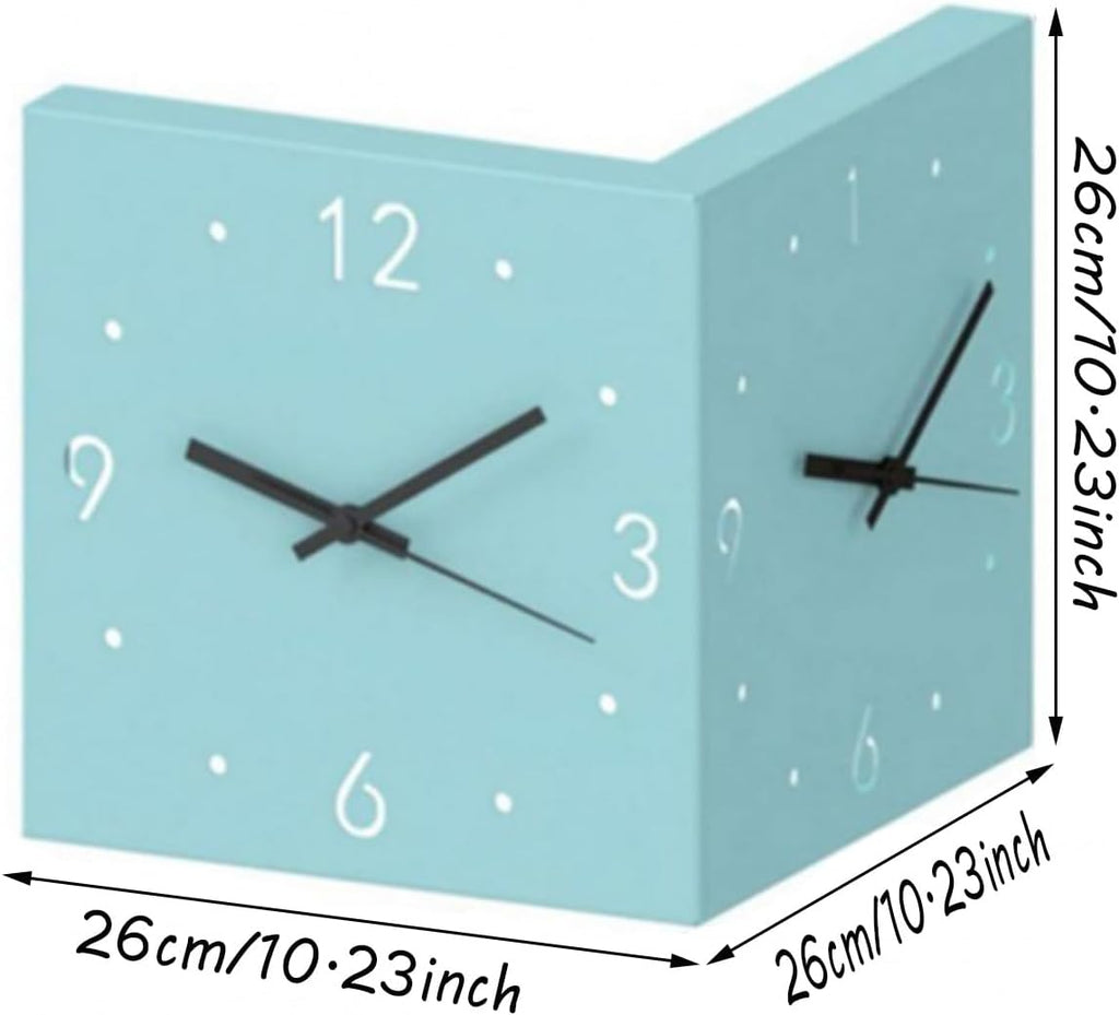 Modern Double-Sided Corner Clock | No-Holes Sensor Luminous Silent Wall Clock