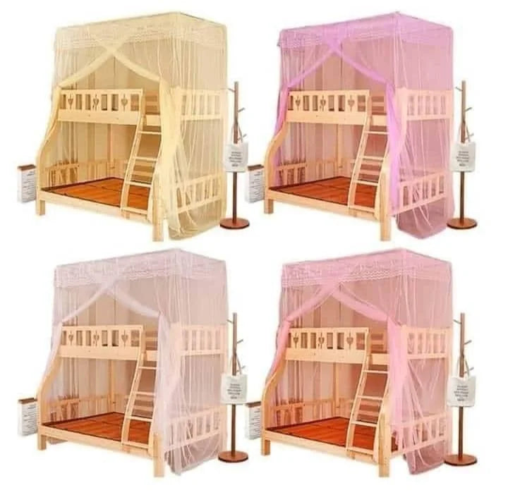 Double Decker Bunk Bed Mosquito Net - Full Coverage Top & Bottom Bunk Protection with Zipper Access, Washable Polyester Mesh