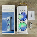 Double Head Spray Fan with Humidifier | USB Rechargeable Cooling Fan with LED Lights | Portable Mist Fan for Desk & Travel