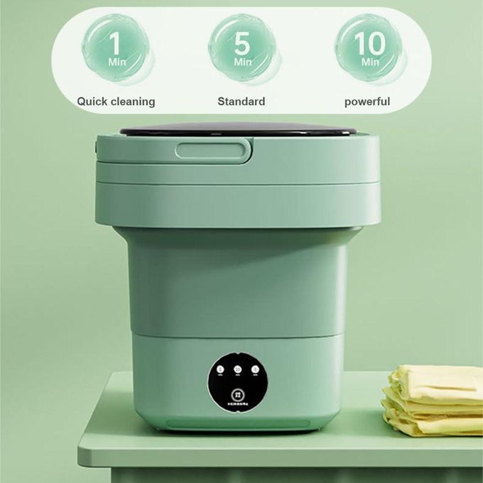 Foldable Mini Portable Washing Machine | 6.5L 1.8kg Capacity Camping Washer | Low Noise Electric Collapsible Laundry for Apartments & Travel