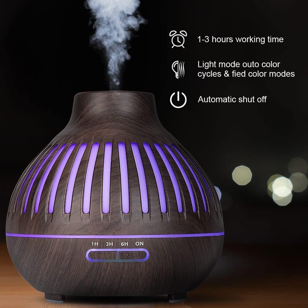 550ml Ultrasonic Essential Oil Diffuser with Remote Control | 7-Color LED Humidifier