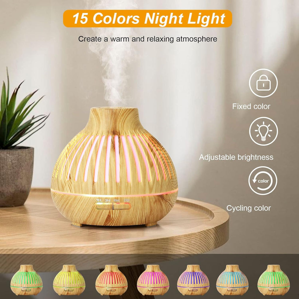 550ml Ultrasonic Essential Oil Diffuser with Remote Control | 7-Color LED Humidifier
