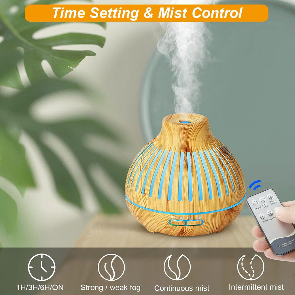 550ml Ultrasonic Essential Oil Diffuser with Remote Control | 7-Color LED Humidifier