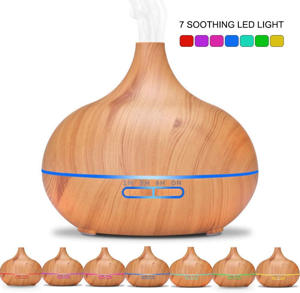 550ml Essential Oil Diffuser with 7-Color Lights | Auto Shut-Off & 4 Timers