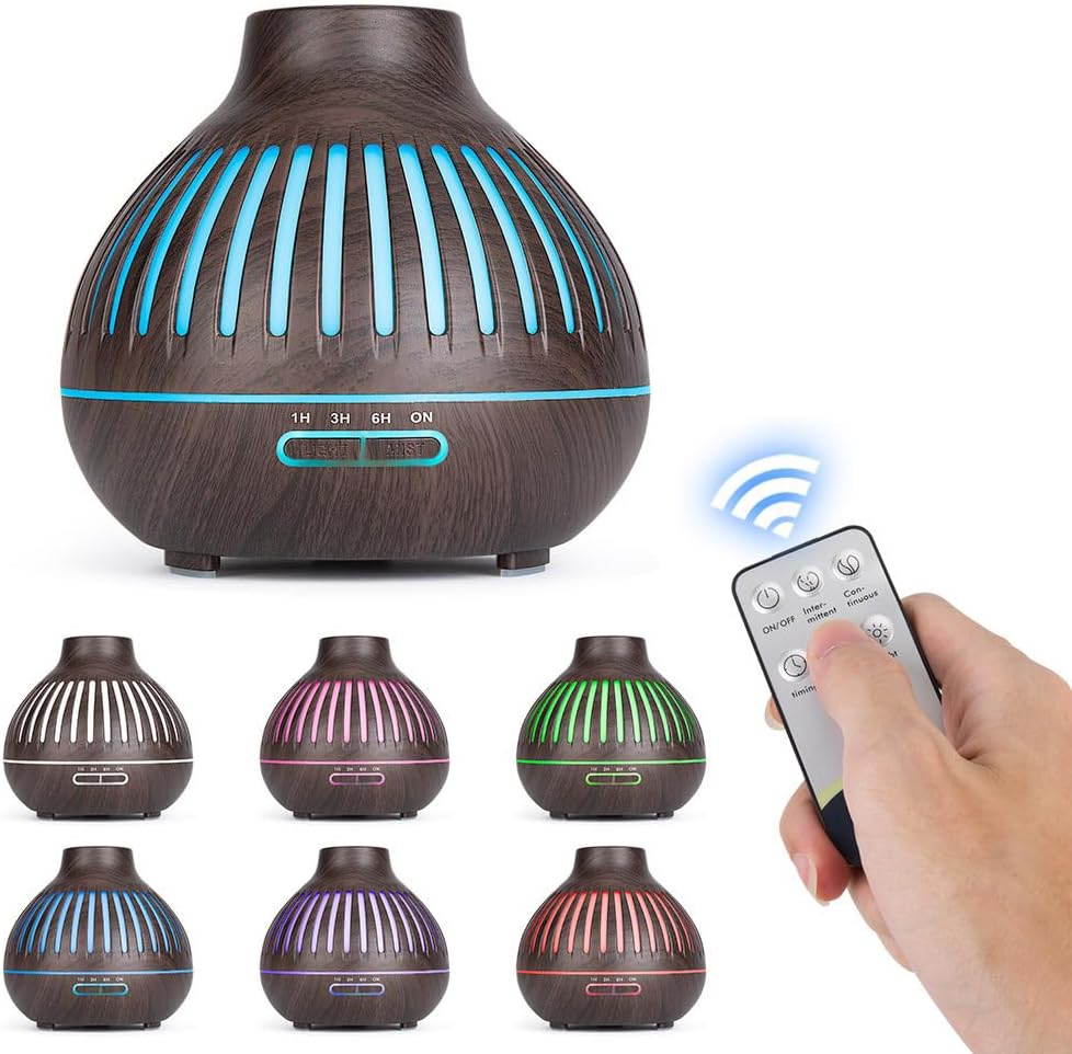 Aromatherapy Essential Oil Diffuser 500ml | Ultrasonic Humidifier with Remote Control | 7 Color LED Lights for Home, Office & Yoga