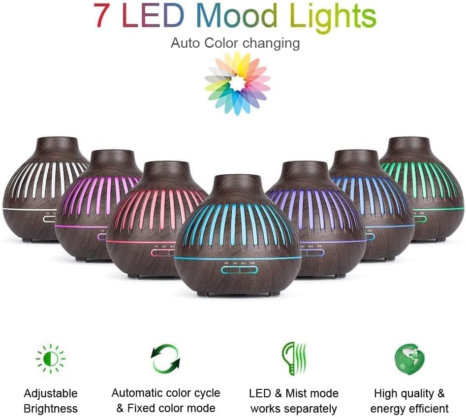 Aromatherapy Essential Oil Diffuser 500ml | Ultrasonic Humidifier with Remote Control | 7 Color LED Lights for Home, Office & Yoga