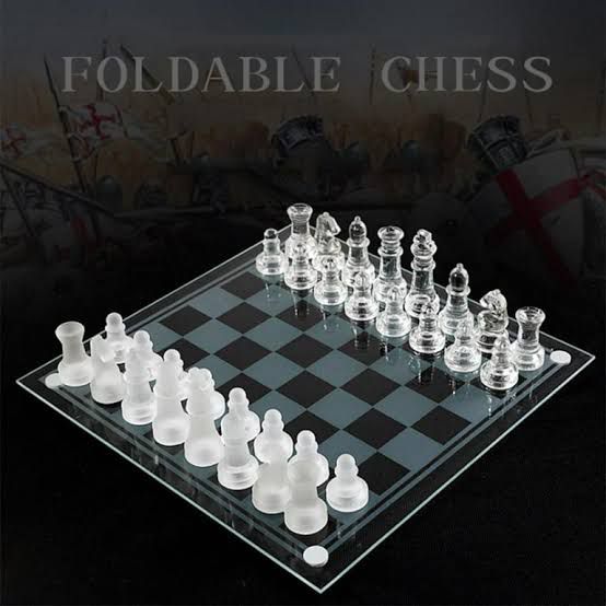 Luxury Crystal Glass Chess Set – 35cm Frosted Board & Clear/Frosted K9 Glass Pieces, Elegant Adult Game Set