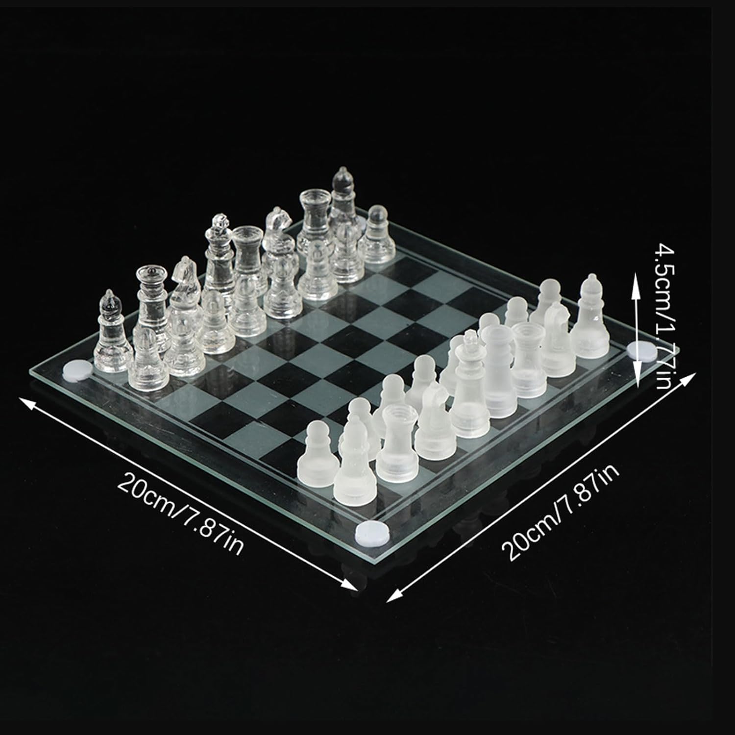 Luxury Crystal Glass Chess Set – 35cm Frosted Board & Clear/Frosted K9 Glass Pieces, Elegant Adult Game Set