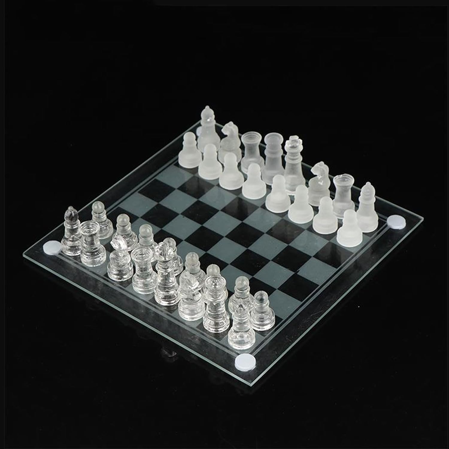 Luxury Crystal Glass Chess Set – 35cm Frosted Board & Clear/Frosted K9 Glass Pieces, Elegant Adult Game Set