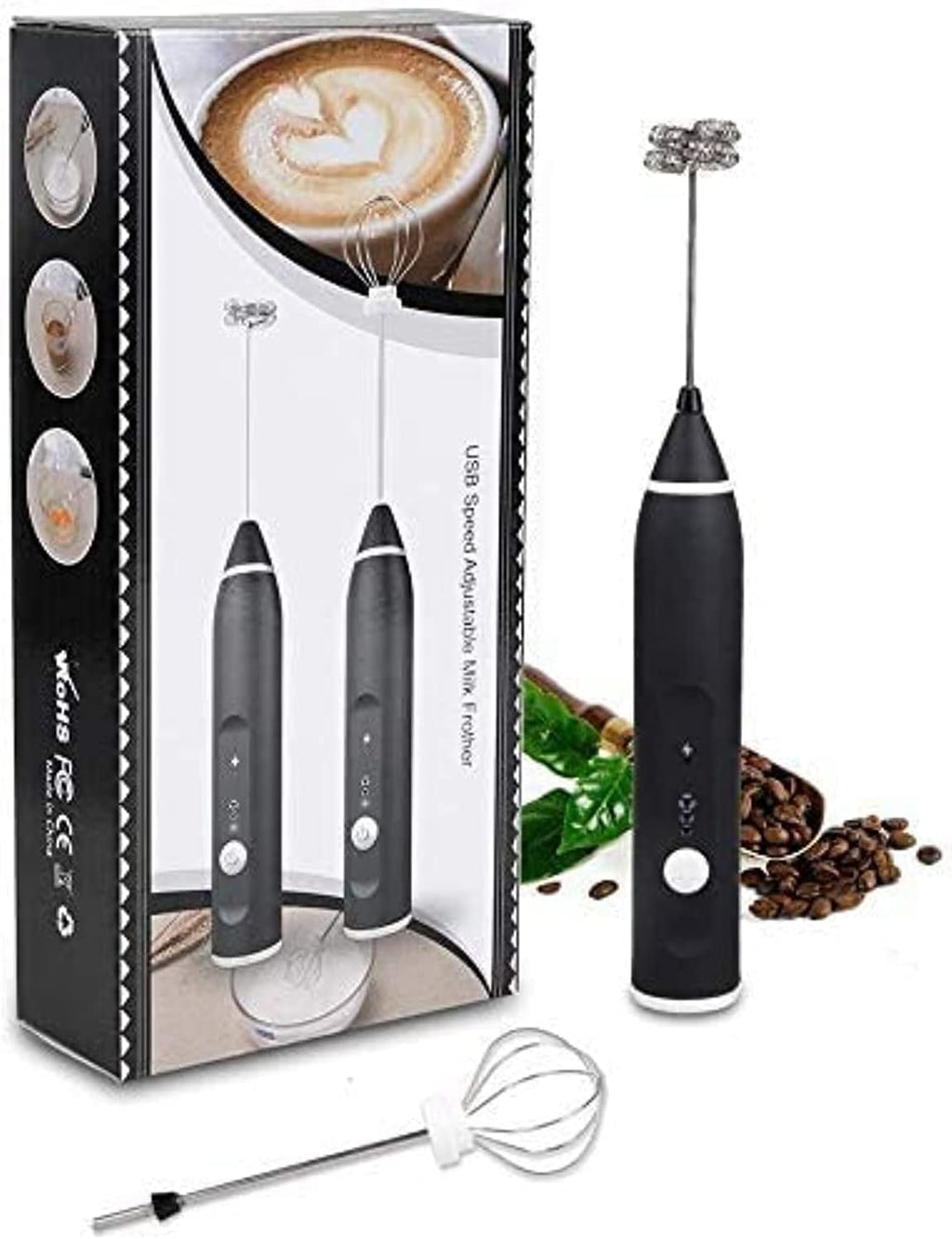 Rechargeable Handheld Milk Frother – USB-Powered with Detachable Whisk