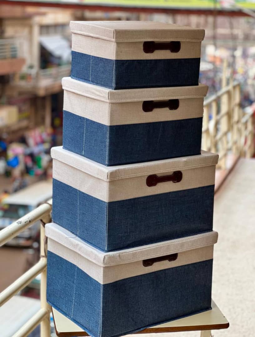 4-in-1 Collapsible Fabric Storage Boxes with Lids | Multi-Purpose Organizer Bins for Closet, Nursery, Office & Home | Space-Saving Gray & Black Storage Containers with Handles