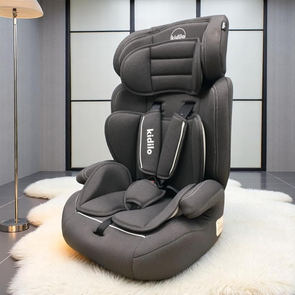 Kidilo 3-in-1 Baby Car Seat Booster | Height Adjustable, 5-Point Harness | For 9 Months to 12 Years (9-36kg) | Machine Washable Cover