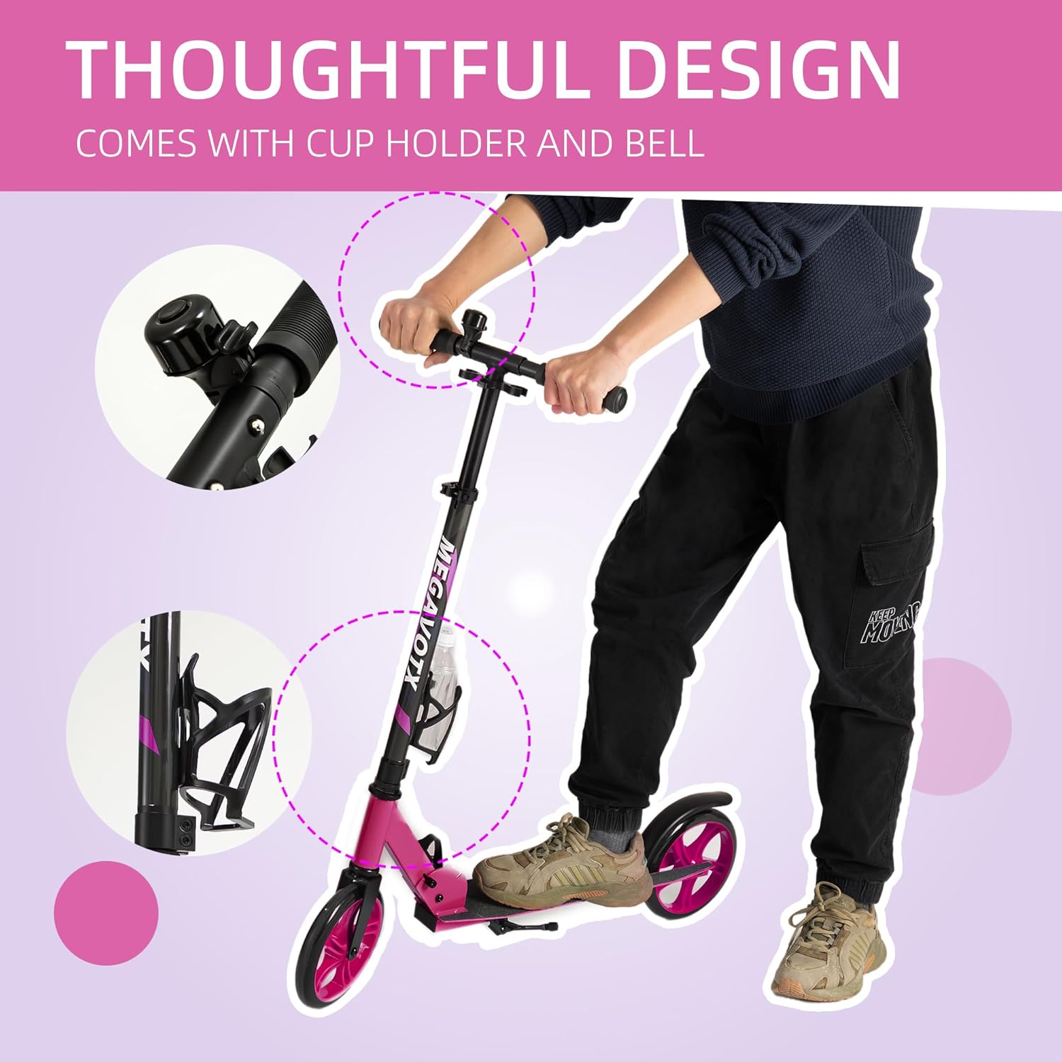 Foldable Kids Scooter 2-Wheels | Adjustable Height & Handbrake | Durable Aluminum Scooter for Children Aged 6-13 Years