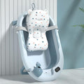 Foldable Baby Bathtub with Soft Bath Mat & Built-in Thermometer | Collapsible Newborn Bathtub for Home and Travel | Temperature Sensor & Color-Changing Plug
