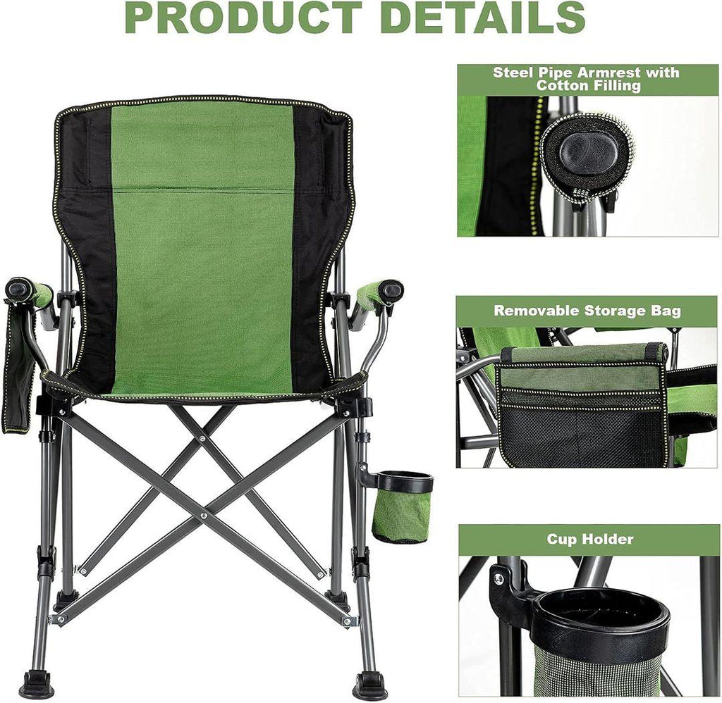 Folding Camping Chair – Extra-Wide Lightweight Outdoor Chair with Armrests and Cup Holder (120kg Capacity) - LIFE STORES UGANDA