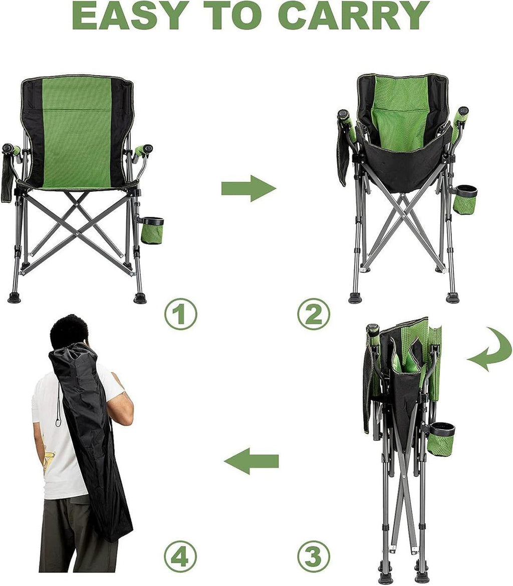 Folding Camping Chair – Extra-Wide Lightweight Outdoor Chair with Armrests and Cup Holder (120kg Capacity) - LIFE STORES UGANDA