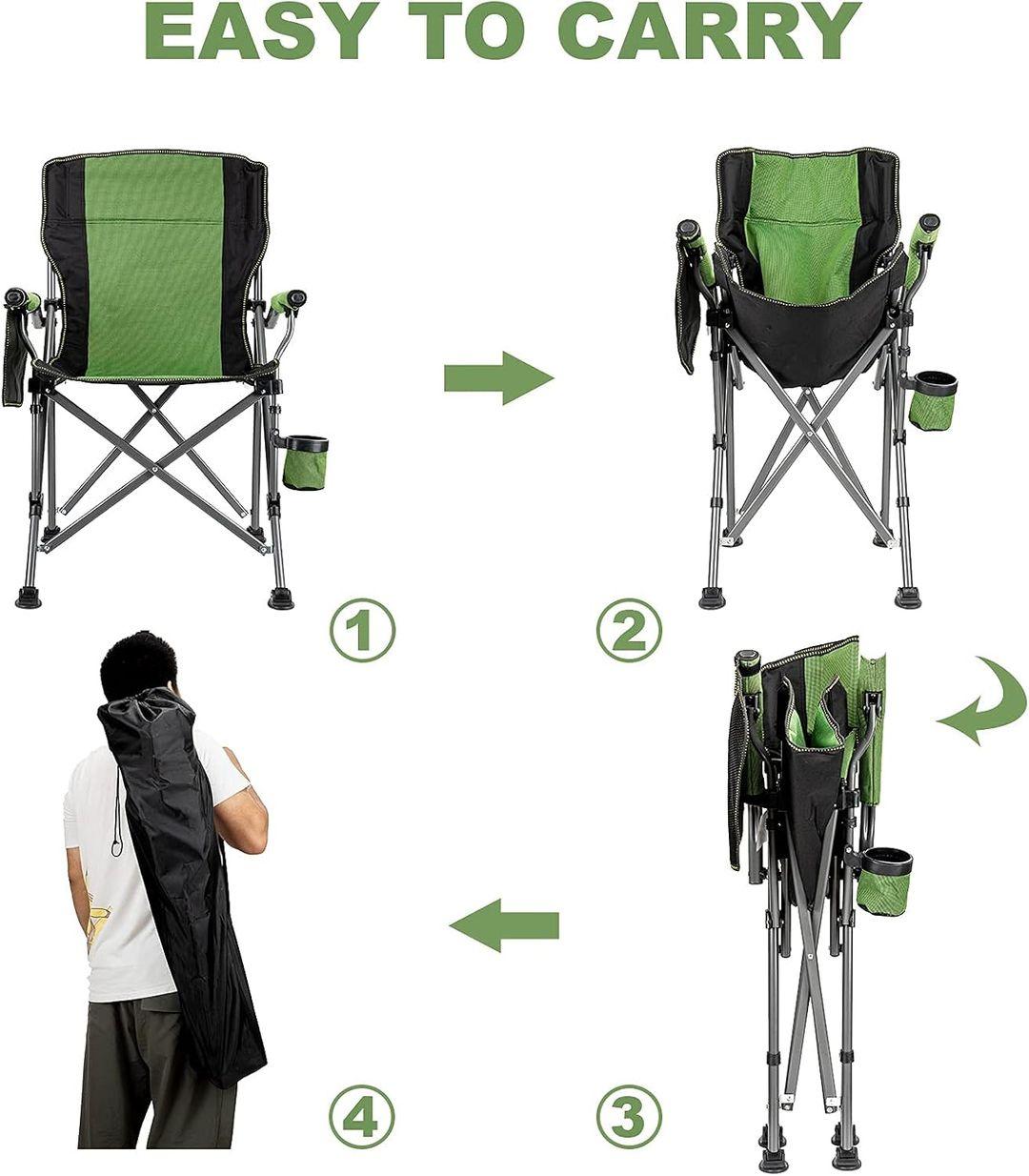 Folding Camping Chair – Extra-Wide Lightweight Outdoor Chair with Armrests and Cup Holder (120kg Capacity) - LIFE STORES UGANDA