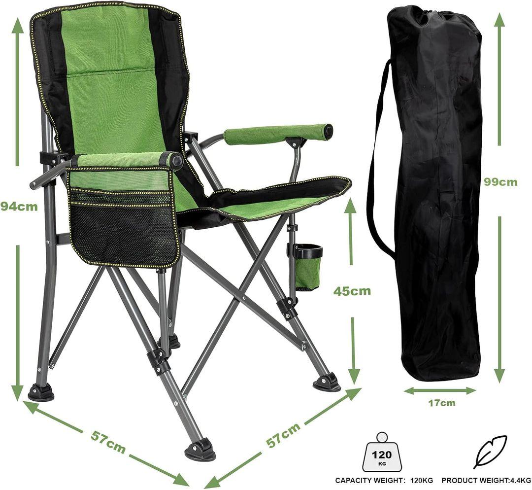 Folding Camping Chair – Extra-Wide Lightweight Outdoor Chair with Armrests and Cup Holder (120kg Capacity) - LIFE STORES UGANDA