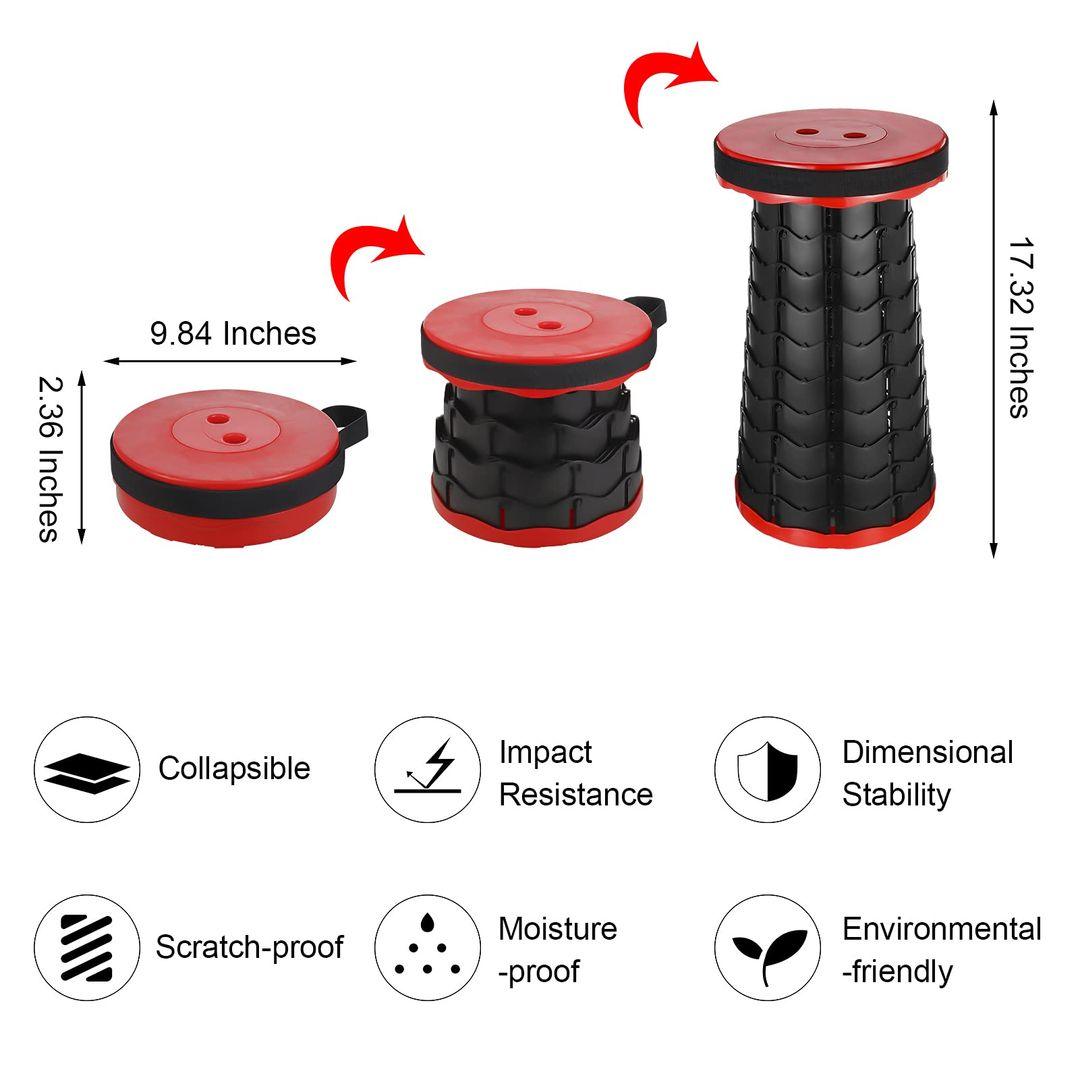 Folding Collapsible Camping Stool – Adjustable Height, 400LB Load Capacity, Portable and Durable - LIFE STORES UGANDA