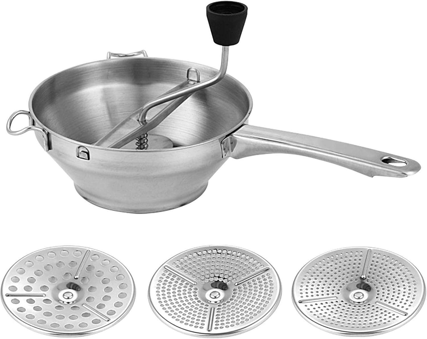 Stainless Steel Manual Food Mill – 3-Disc Rotary Strainer for Sauces, Purees & Mashed Potatoes