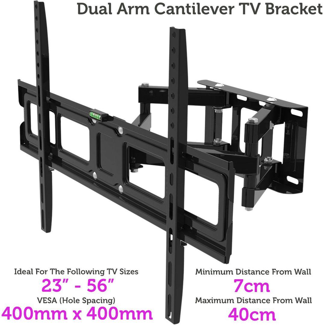 23” - 56” Compact Dual Arm Full Motion TV Wall Bracket | Sturdy & Adjustable Articulating Screen Mount - LIFE STORES UGANDA