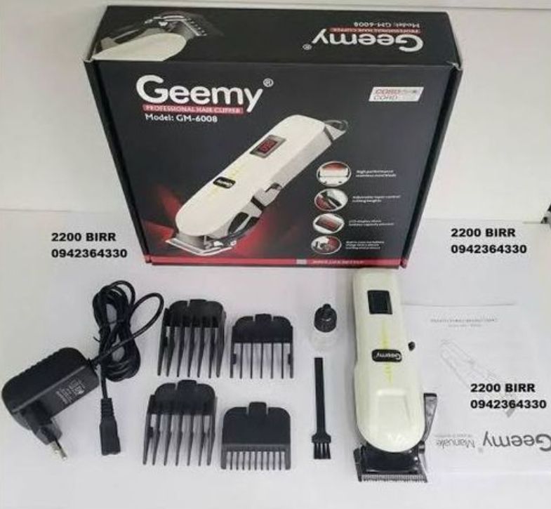 Geemy Rechargeable Hair Clipper – Stainless Steel Blades, Taper Control, 2000mAh Battery, 3-4hr Cordless Use