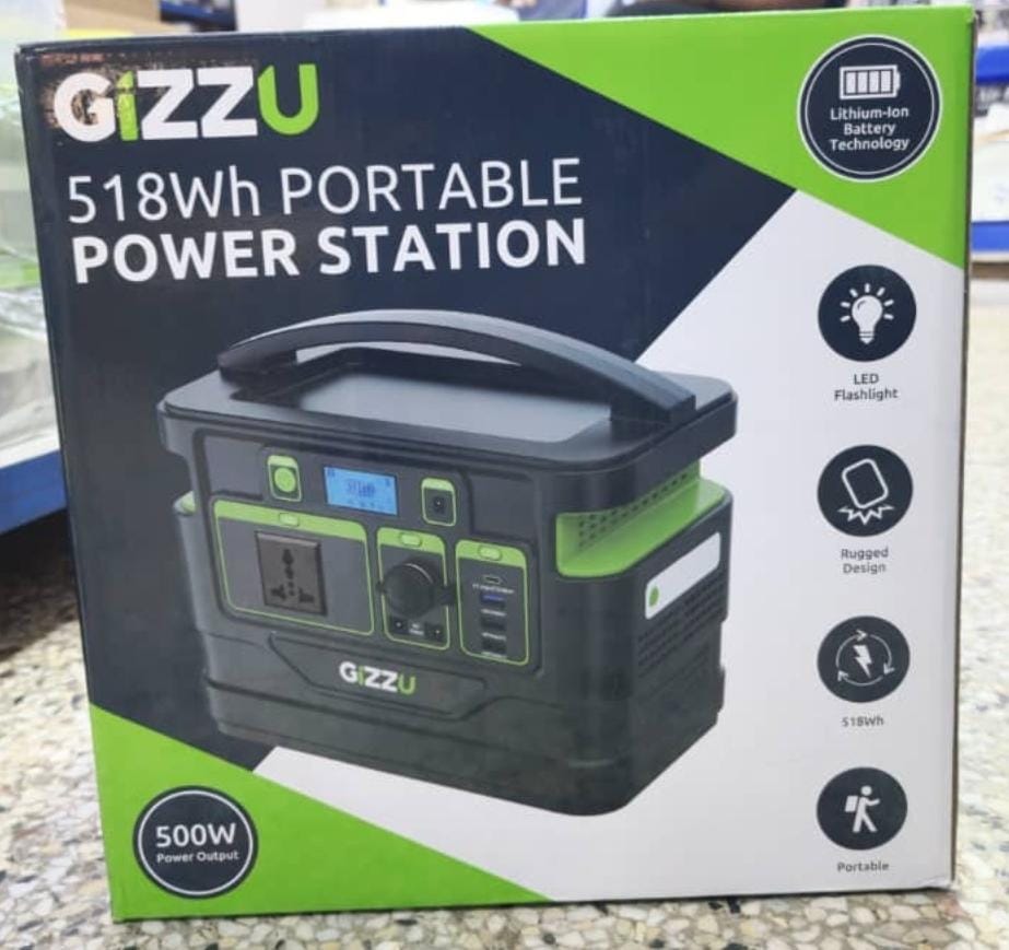 Gizzu 518Wh Portable Power Station | 500W Solar Generator for Home & Outdoor