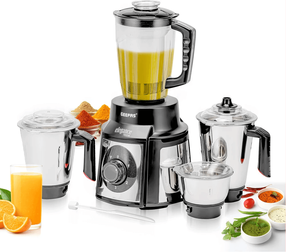 Geepas GSB5457N 5-IN-1 Mixer Grinder – 1000W Power for Effortless Cooking - LIFE STORES UGANDA