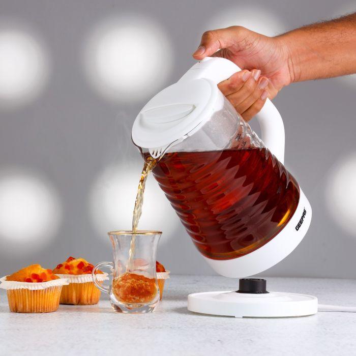 Geepas 1.7L Electric Glass Kettle GK9902N | 360° Rotation, Light Indicator & Auto Shut-Off - LIFE STORES UGANDA