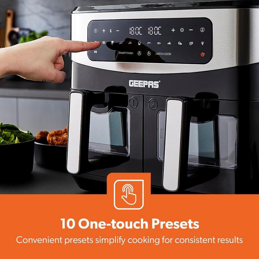 Geepas 9L Dual Basket Digital Air Fryer – Healthier, Faster Cooking - LIFE STORES UGANDA