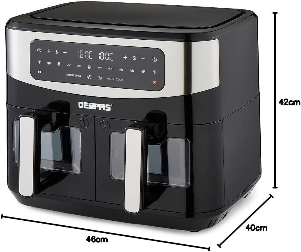 Geepas 9L Dual Basket Digital Air Fryer – Healthier, Faster Cooking - LIFE STORES UGANDA