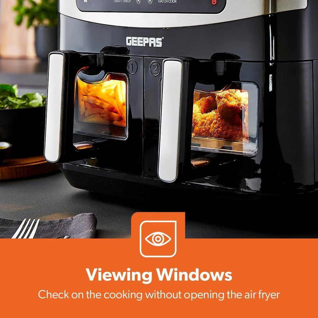 Geepas 9L Dual Basket Digital Air Fryer – Healthier, Faster Cooking - LIFE STORES UGANDA
