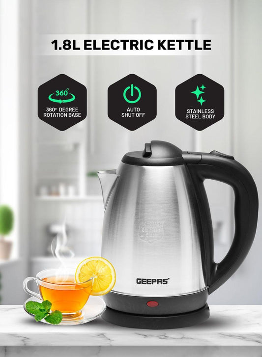 Geepas GK5454N Stainless Steel Electric Kettle – Fast, Safe & Reliable - LIFE STORES UGANDA