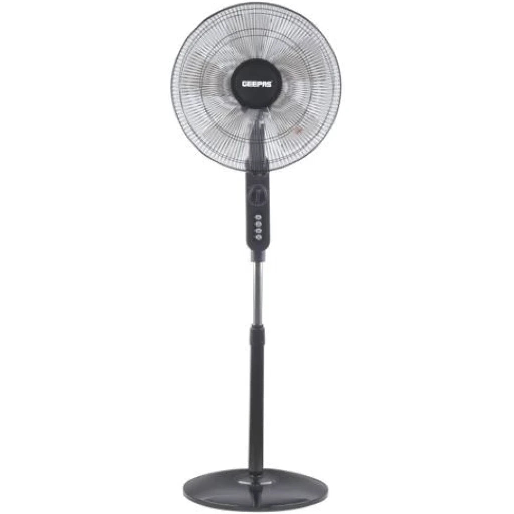 Geepas 16″ Stand Fan, 5 AS Blades, 60W Motor, GF9488 | Overheat Protection | Horizontal Oscillation | Piano Buttons | 128 Ribbed Grills | Ideal for Home, Office, 2 years warranty