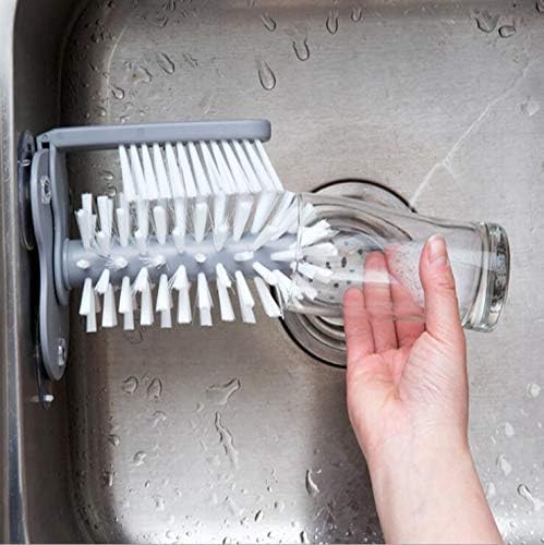 Double-Sided Cup Cleaner – 360° Glass Washer Brush with Suction Base