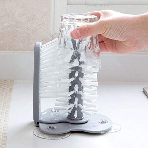 Double-Sided Cup Cleaner – 360° Glass Washer Brush with Suction Base