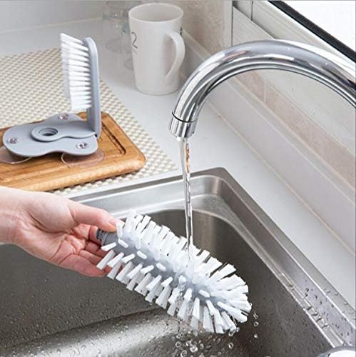 Double-Sided Cup Cleaner – 360° Glass Washer Brush with Suction Base