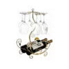 Tabletop Wine Rack & Stemware Holder – Golden Vine Design for 2 Bottles & 6 Glasses | Countertop Bar Organizer
