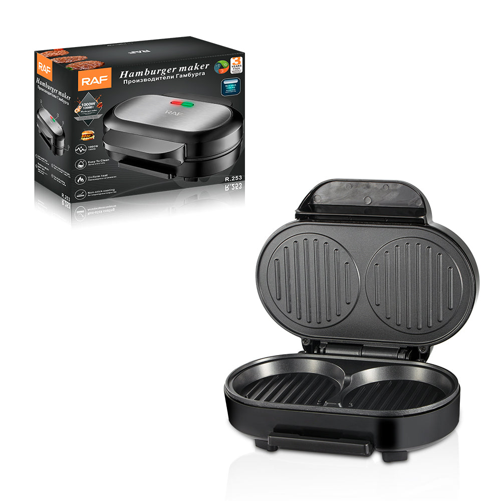 Electric Egg Frying Pan & Hamburger Maker – RAF R.253 | 1000W Non-Stick | Multifunctional Breakfast & Snack Cooker