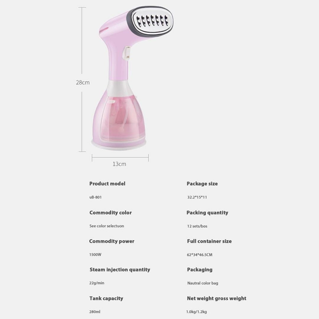 Handheld Garment Steamer – 1500W Fast Heat, Portable Steam Iron, Quick Wrinkle Removal