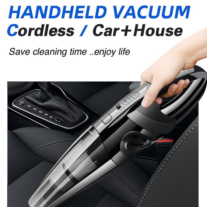 Handheld Car Vacuum Cleaner – Wireless, 120W, 3200kpa Suction, Wet/Dry, USB Charging, 2200mAh Battery
