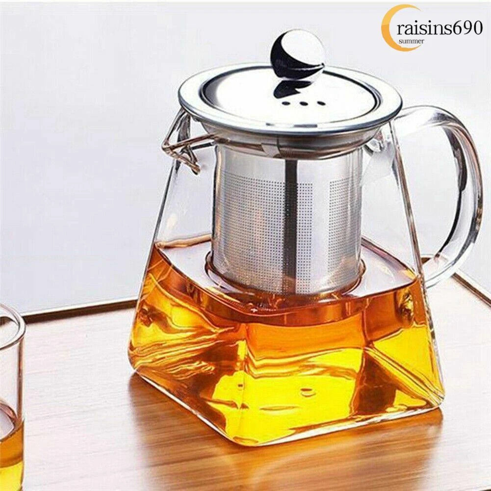 750ml Glass Teapot with Stainless Steel Infuser – Heat-Resistant & Elegant Design