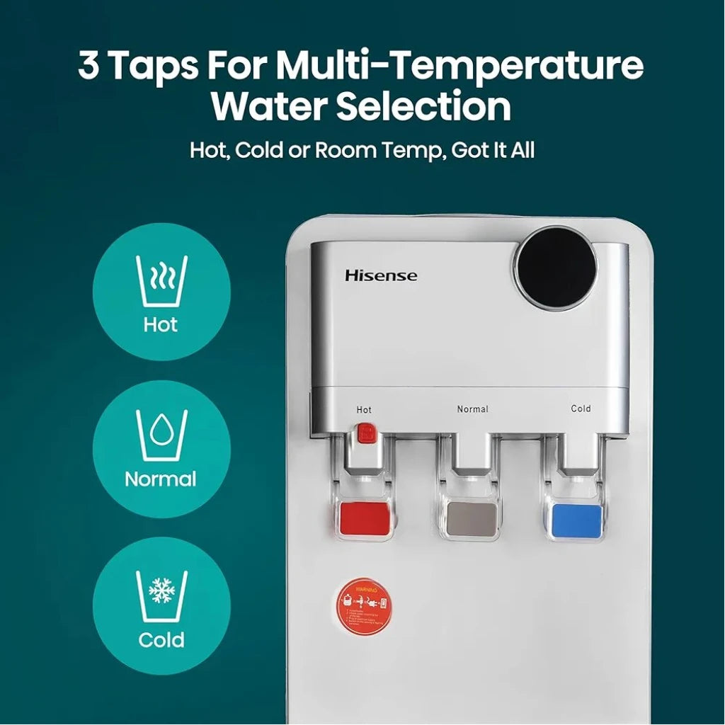 Hisense 3-Taps Water Dispenser with 12L Storage Cabinet - H96WDTS3S2 (Hot, Cold & Normal Water)