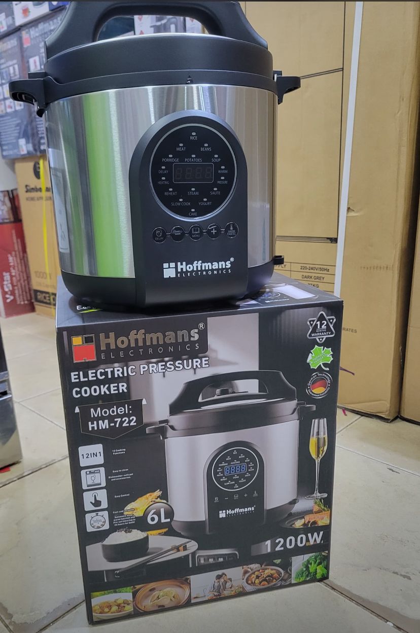 Hoffmans HM-722 6L 12-in-1 Electric Pressure Cooker – Digital Multi-Cooker with Stainless Steel Pot & Timer