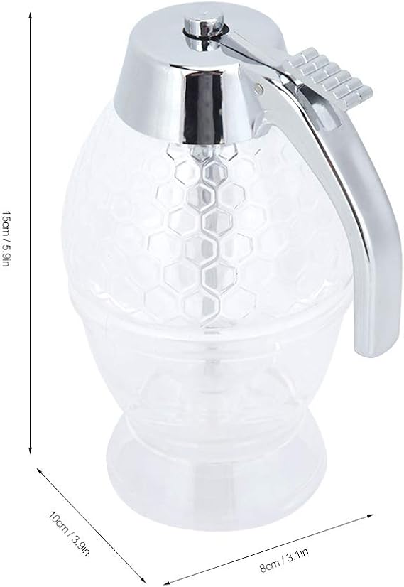 No-Drip Glass Honey Dispenser – 8oz Gravity-Fed Syrup Server, Push-Button Release, Leak-Proof, European Style