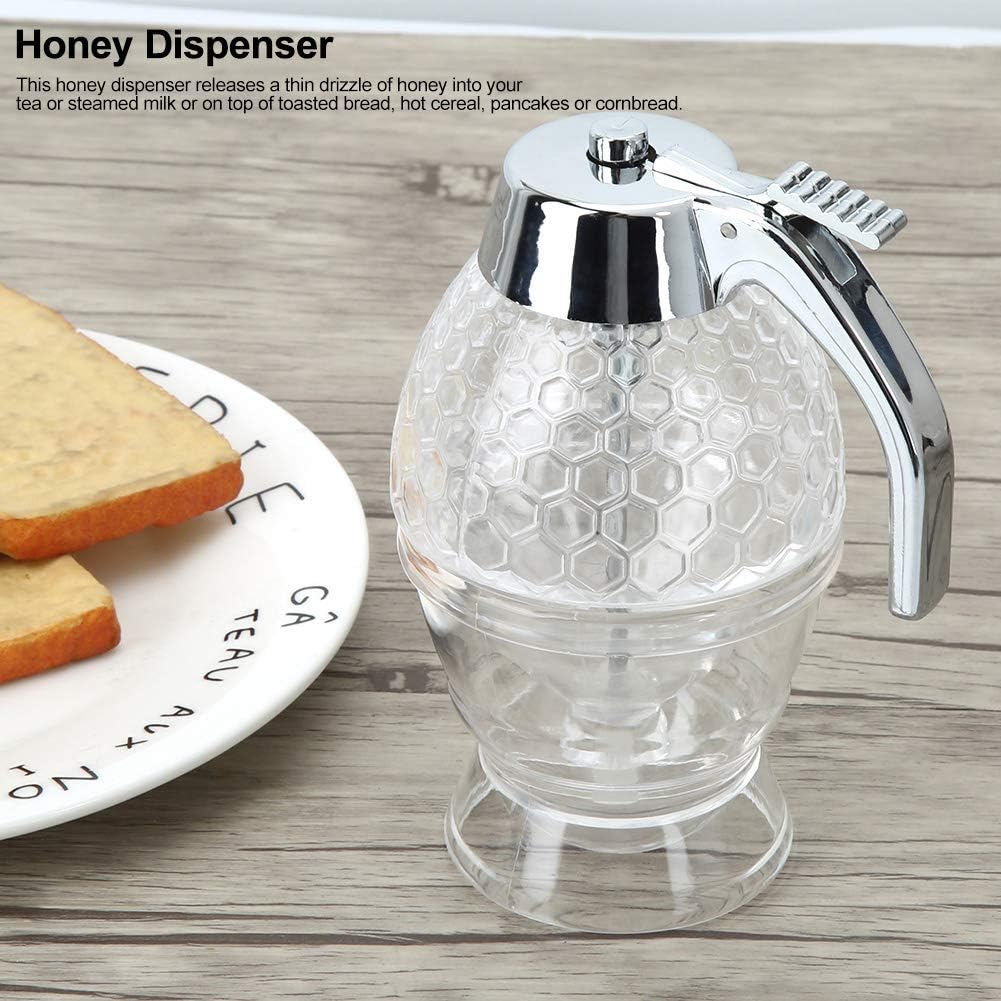 No-Drip Glass Honey Dispenser – 8oz Gravity-Fed Syrup Server, Push-Button Release, Leak-Proof, European Style
